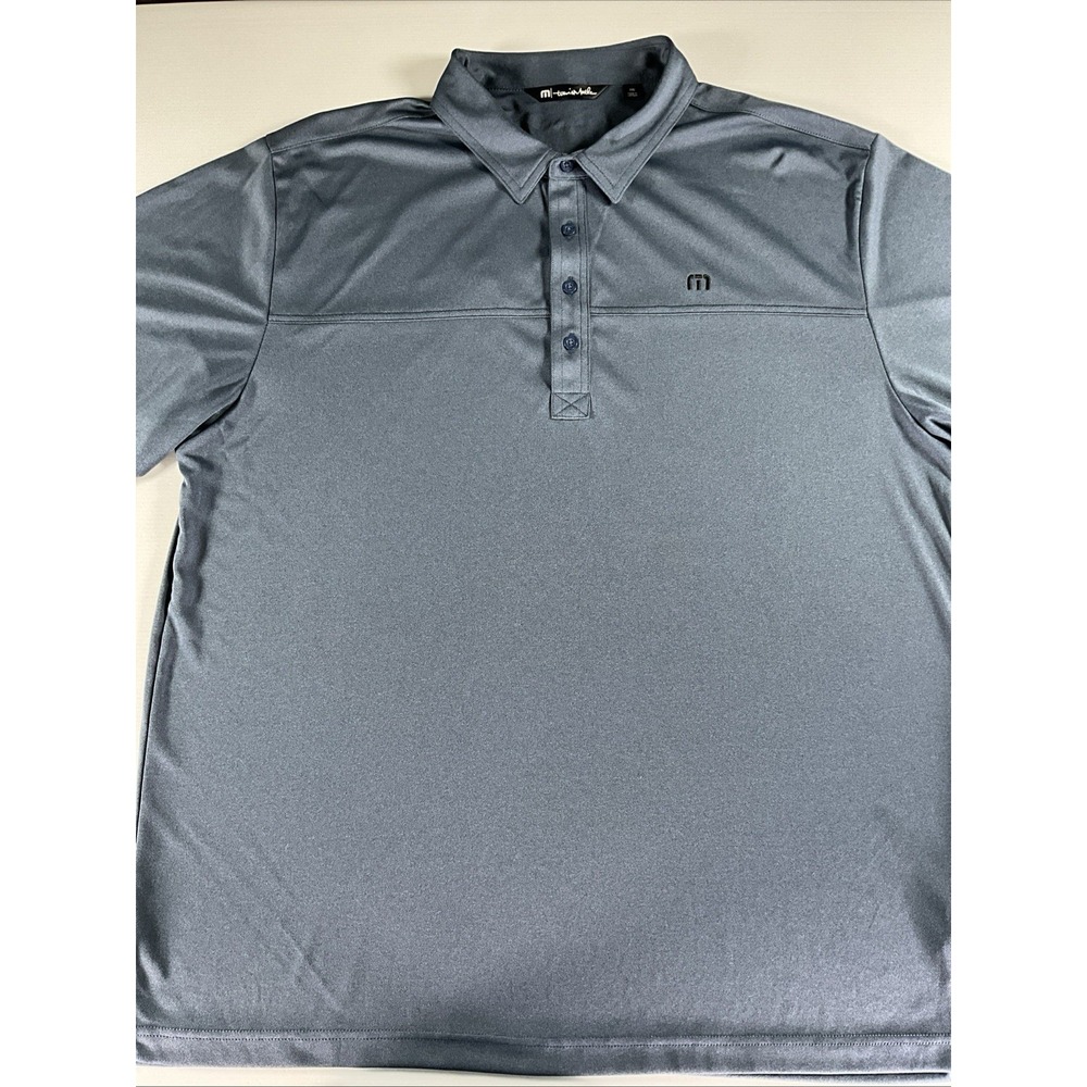 TRAVIS MATHEW Men's Gray Solid Classic Golf Short Sleeve Polo Shirt XXL Large
